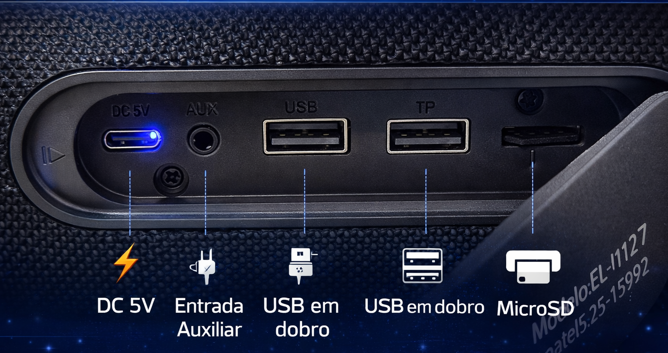 Caixa De Som Bluetooth Rgb EL-1127 - 3